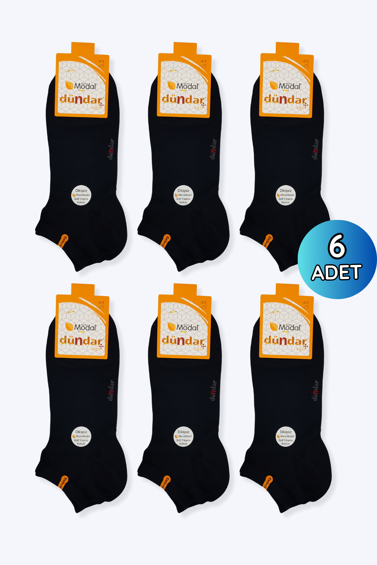 6838 Dündar Erkek Modal Patik 6'lı Paket Siyah - 1