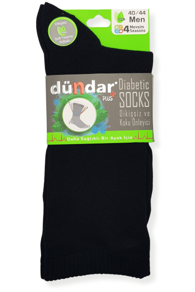 6982 Dündar Erkek Bambu Diyabetik Çorap 12'li Paket Siyah - 2