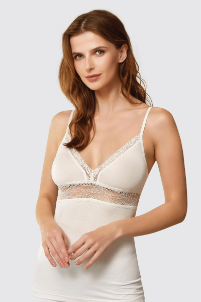 7013 Berrak Kadın İp Askılı Atlet Ekru - BERRAK