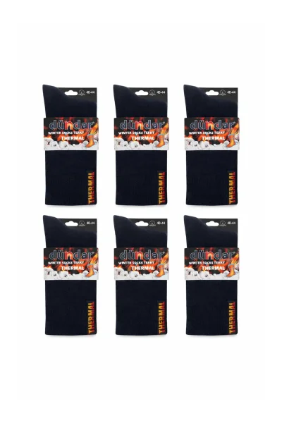 7019 Dündar Erkek Havlu Termal Çorap 12li Siyah Siyah
