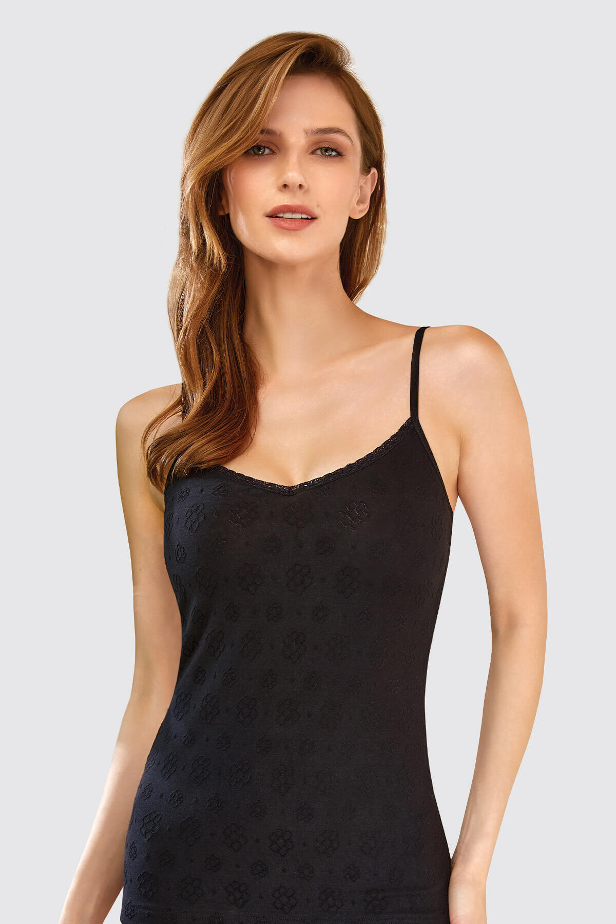 7027 Berrak Kadın İp Askılı Atlet 6'lı Siyah - 1