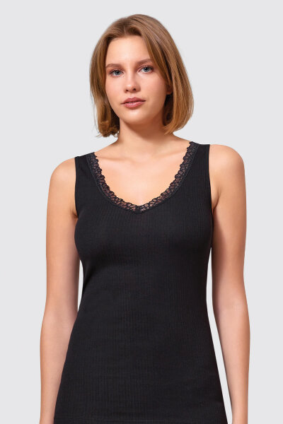 7028 Berrak Kadın Geniş Askılı Atlet 6'lı Siyah - BERRAK