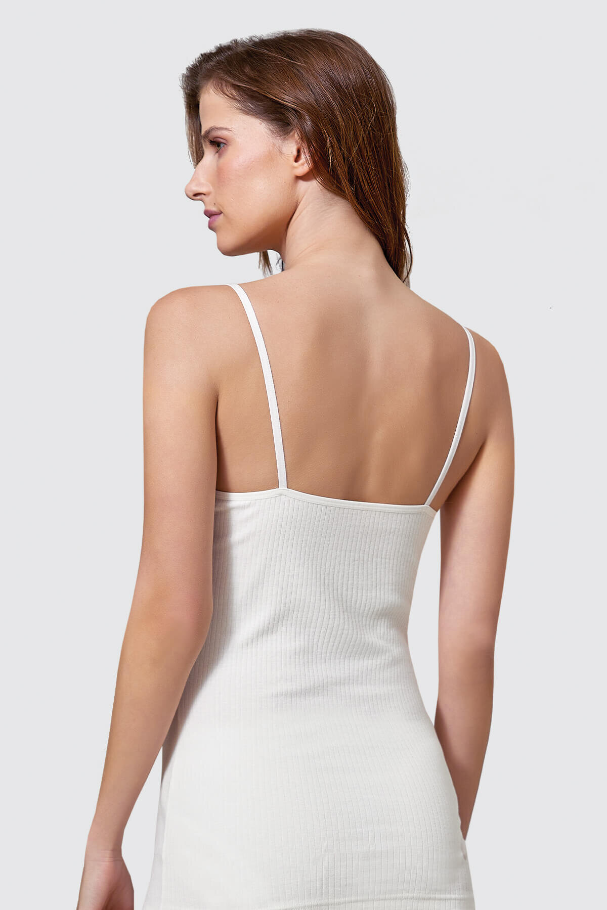 7029 Berrak Kadın İp Askılı Atlet 6'lı Ekru - 2