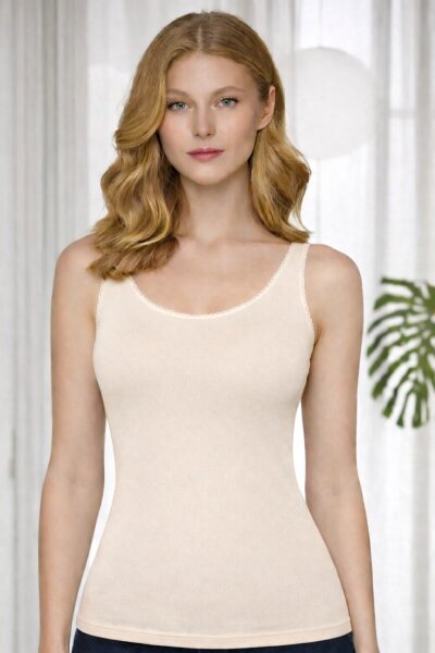 7043 Berrak Kadın Geniş Askılı Atlet 6'lı Ekru - BERRAK