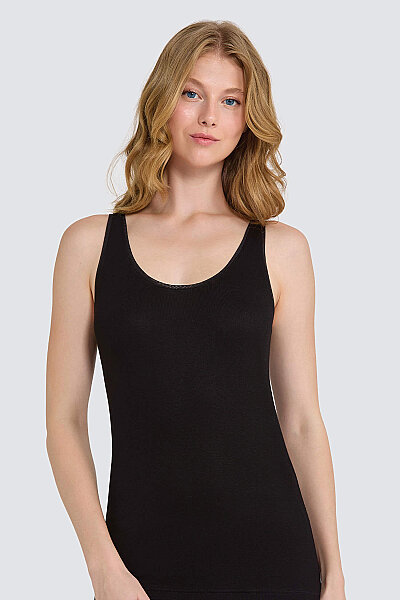 7043 Berrak Kadın Geniş Askılı Atlet 6'lı Siyah