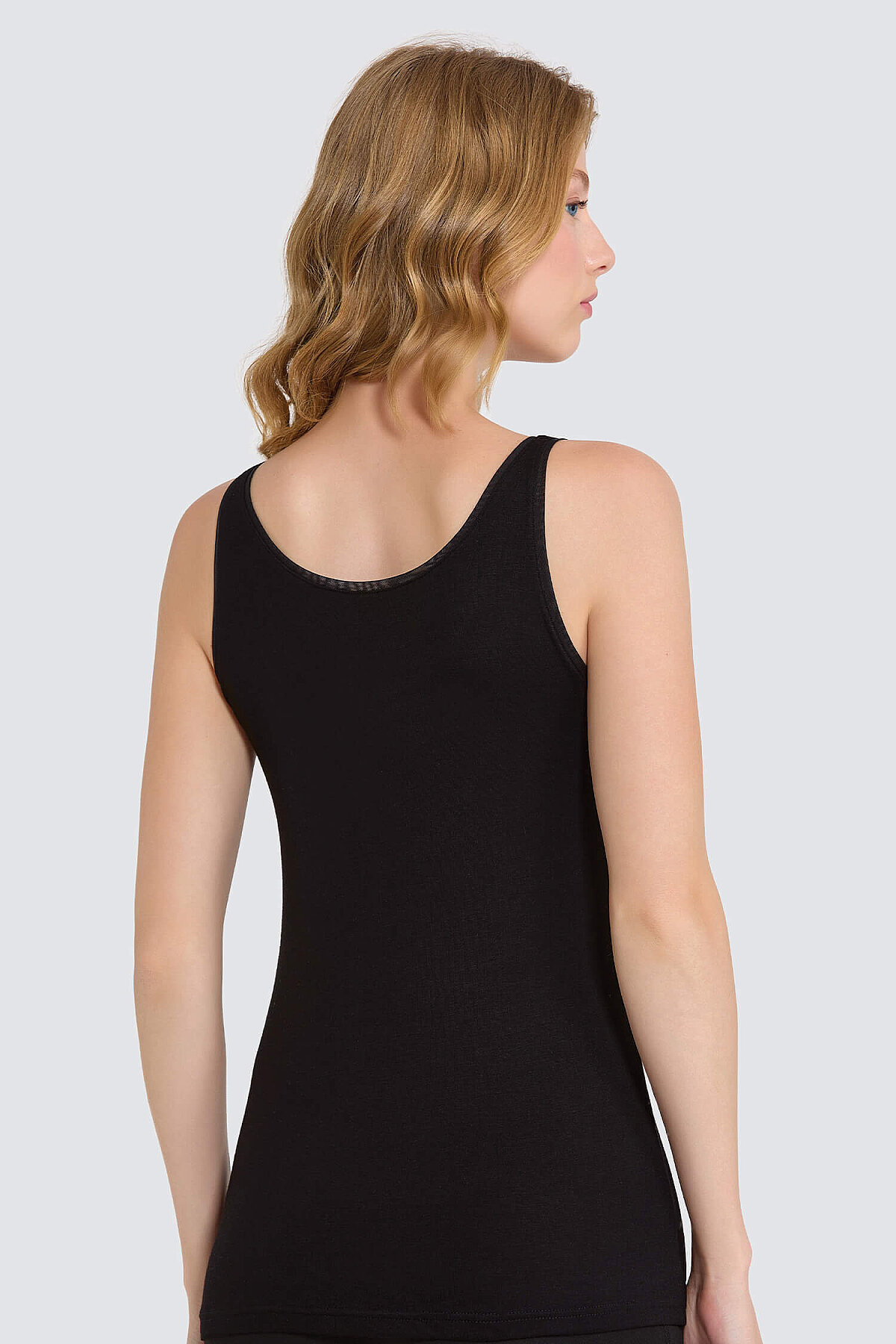 7043 Berrak Kadın Geniş Askılı Atlet 6'lı Siyah - 2