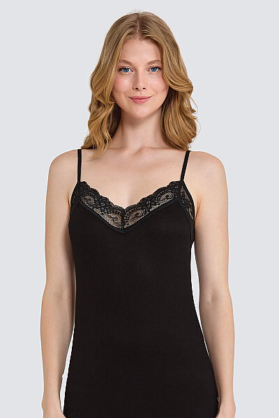 7046 Berrak Kadın İp Askılı Atlet 6'lı Siyah