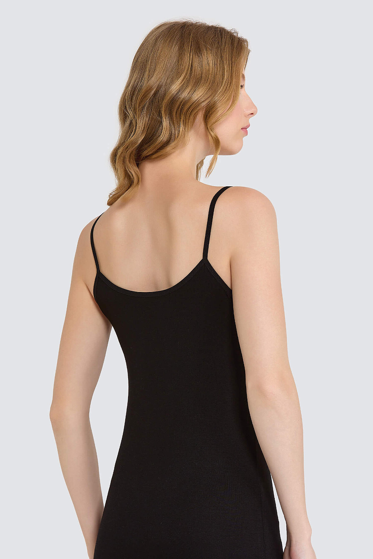 7046 Berrak Kadın İp Askılı Atlet 6'lı Siyah - 2