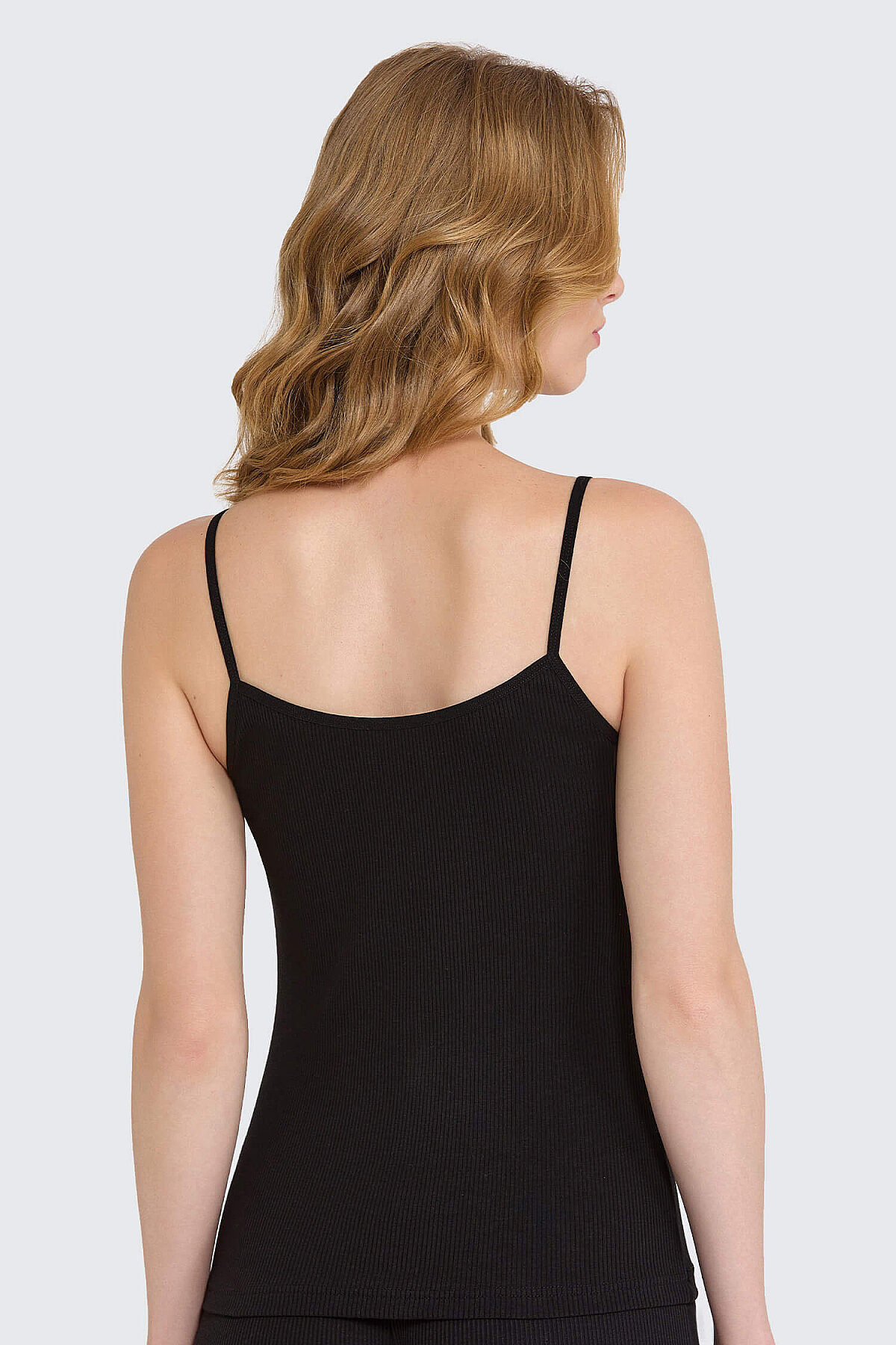 7048 Berrak Kadın İp Askılı Atlet 6'lı Siyah - 2