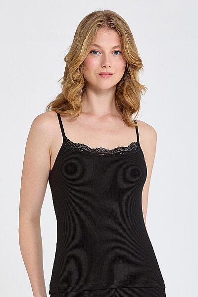 7048 Berrak Kadın İp Askılı Atlet 6'lı Siyah 