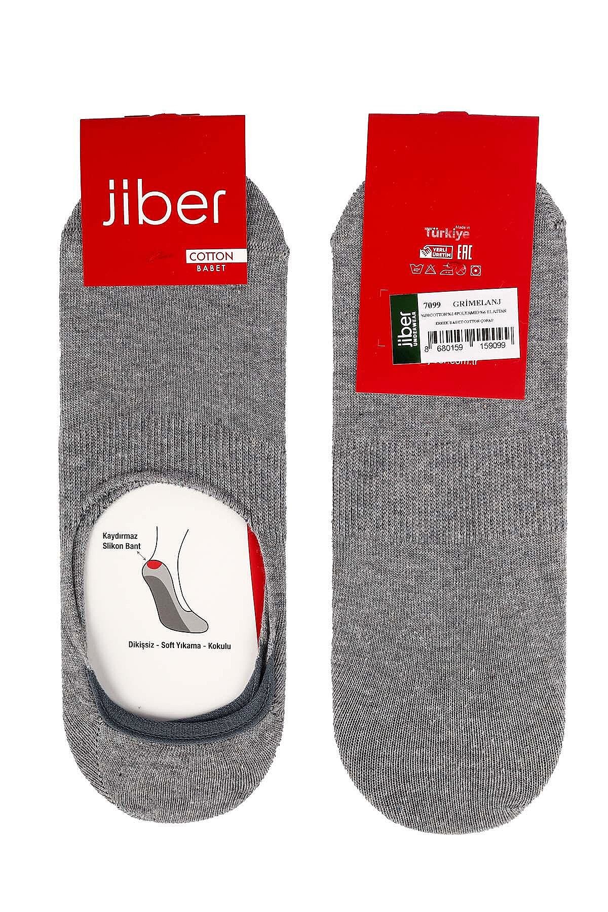 7099 Jiber Erkek Cotton Babet 12li Gri Melanj - 2