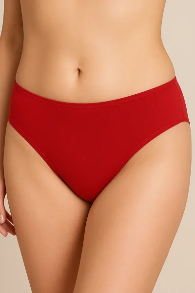 715 Tutku Kadın Elastan Düz Bikini 12'li Paket Kırmızı 