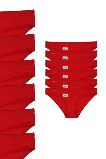 715 Tutku Kadın Elastan Düz Bikini 12'li Paket Kırmızı 