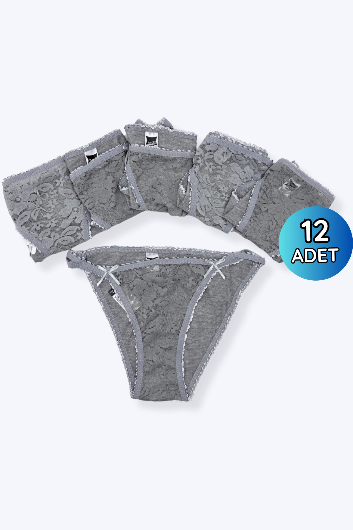 721 Tutku Kadın Çift Biye Bikini 12'li Gri - 1