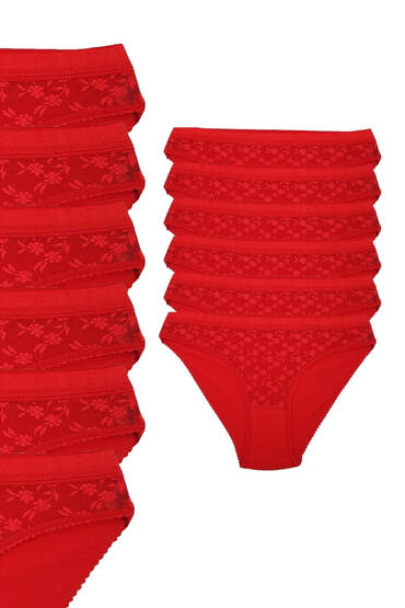 725 Tutku Kadın Safir Bikini 12'li Paket Kırmızı 