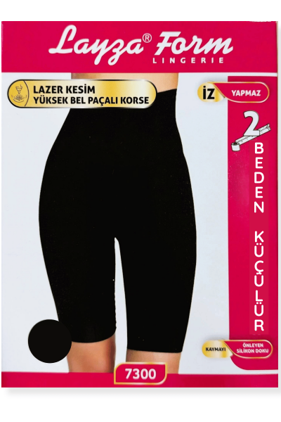7300 Layza Form Yüksek Bel Lazer Kesim Paçalı Korse Siyah 