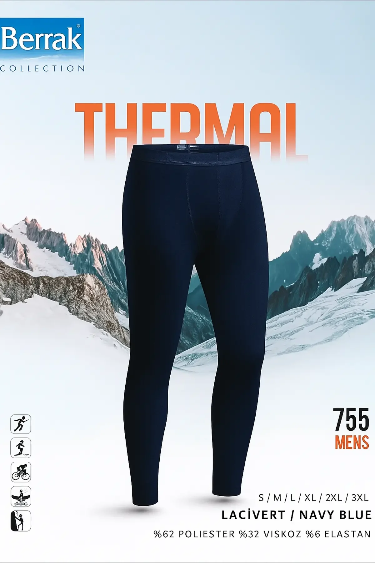 755 Berrak Erkek Termal Alt Lacivert - 1
