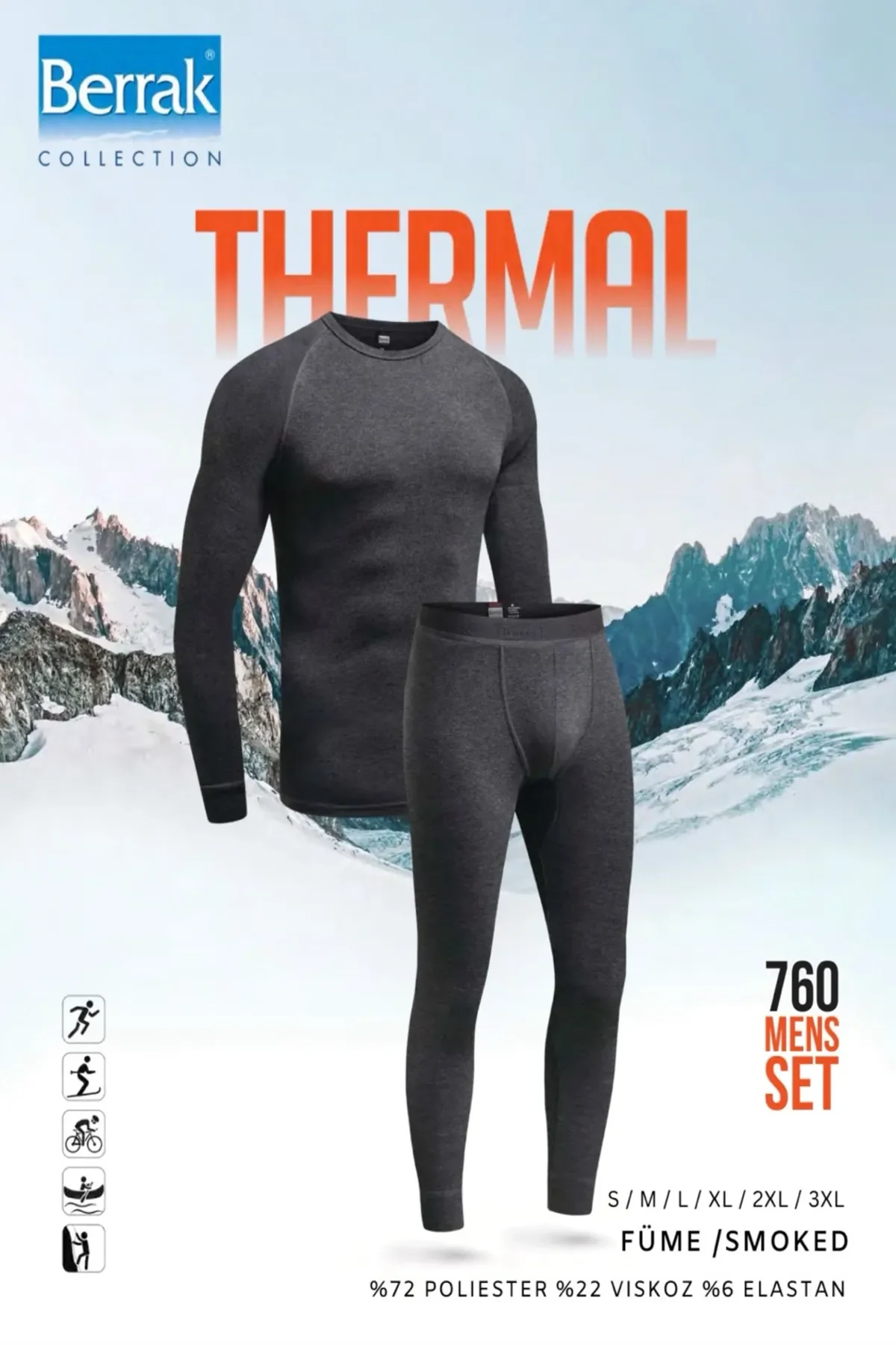 760 Berrak Erkek Termal Takım Füme - 1