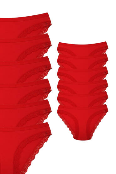 772 Tutku Kadın Işık Bikini 12'li Paket Kırmızı 
