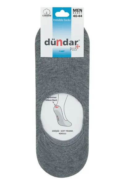 8207 Dündar Erkek Penye Slikonlu Babet 12'li Paket Gri 