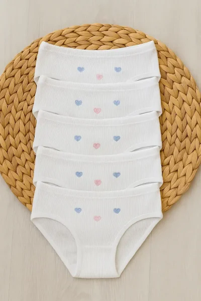 821 Tutku Kız İnce Bel İşlemeli Bikini 12'li Paket Beyaz - TUTKU