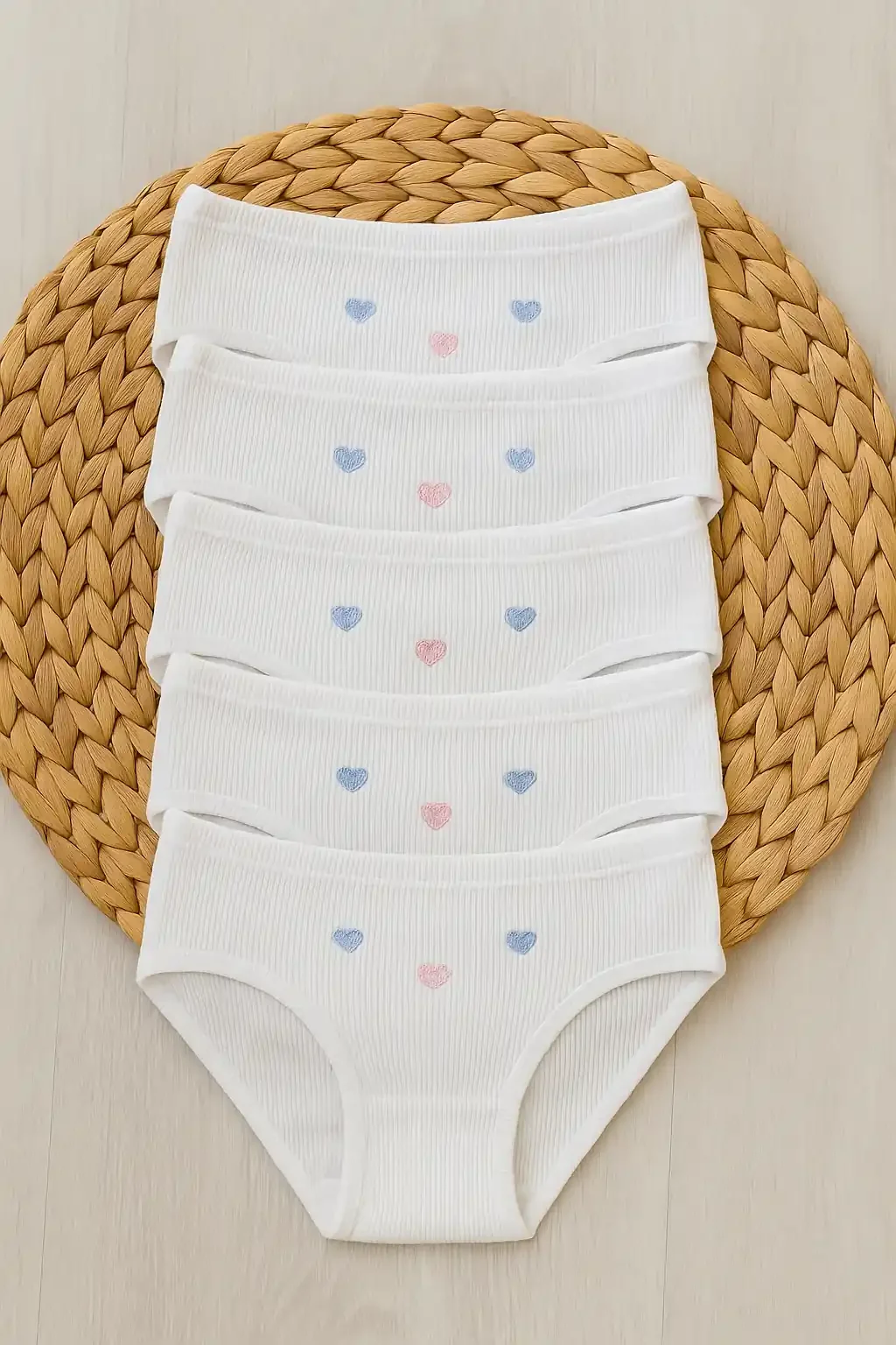 821 Tutku Kız İnce Bel İşlemeli Bikini 12'li Paket Beyaz - 1