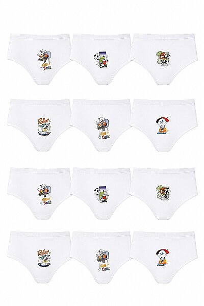 822 Tutku Kız Baskılı Bikini 12'li Paket Beyaz