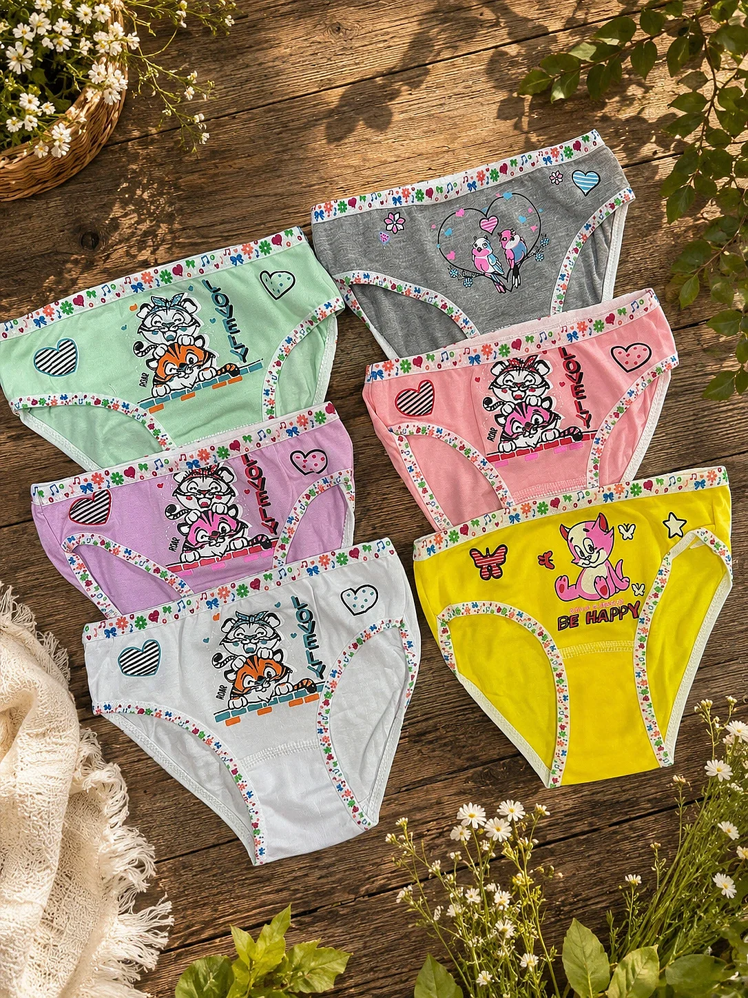 832 Tutku Kız Elastan Önü Baskılı Bikini 12'li Paket Asorti - 1