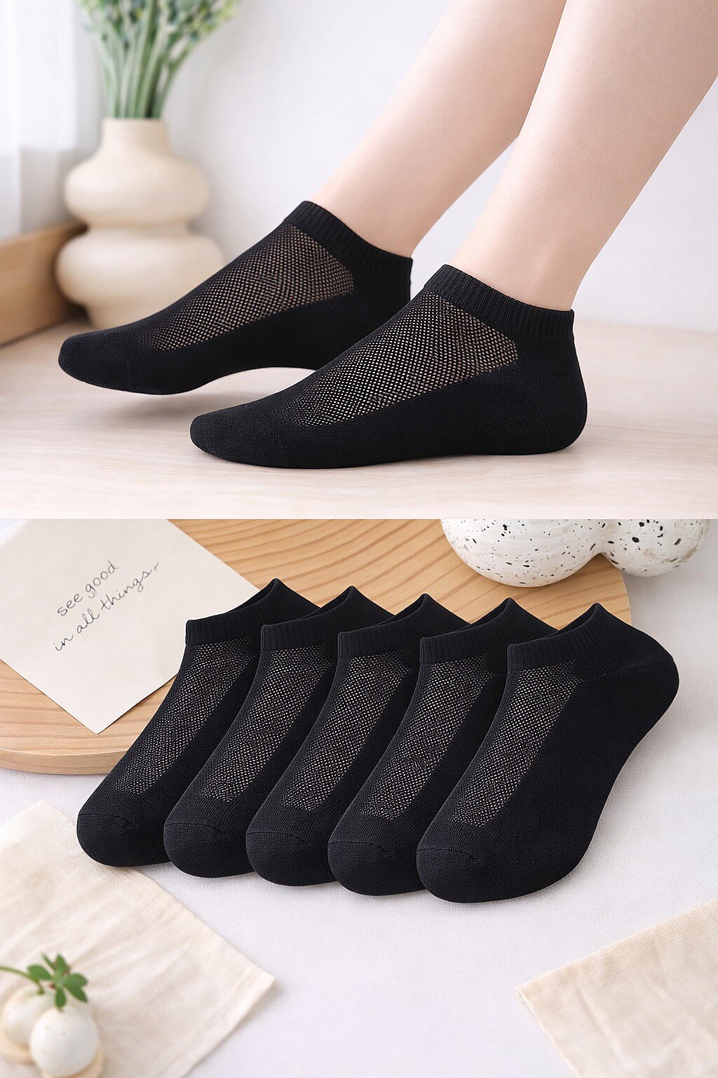 Active Kadın Patik 12'li Paket Siyah - 1