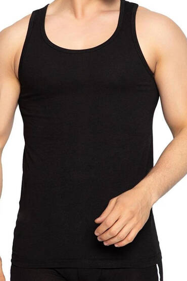 Atilla Erkek Penye Atlet 6'lı Paket Siyah - ATİLLA