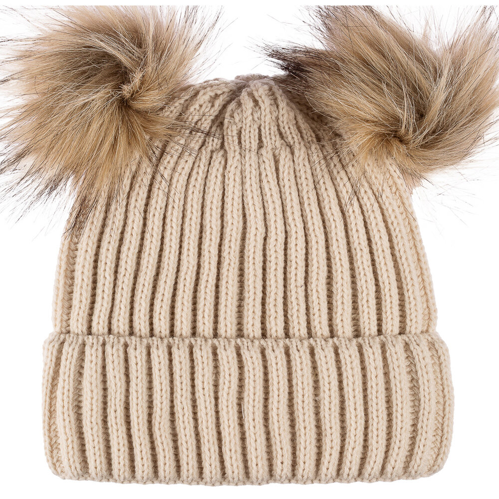 Bayan SYT Çift Ponponlu Bere 6'lı Bej - 1