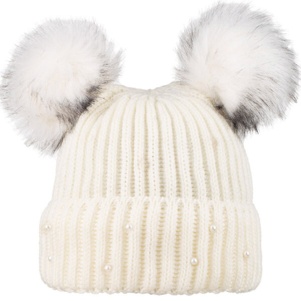 Bayan SYT Taşlı Çift Ponponlu Bere 6'lı Ekru - SUYUTTİ