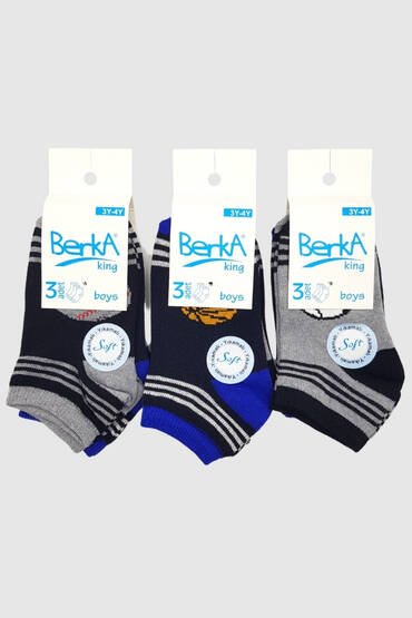 Berka Erkek Çocuk 3 lü Patik 12'li Paket Asorti - BERKA ÇORAP