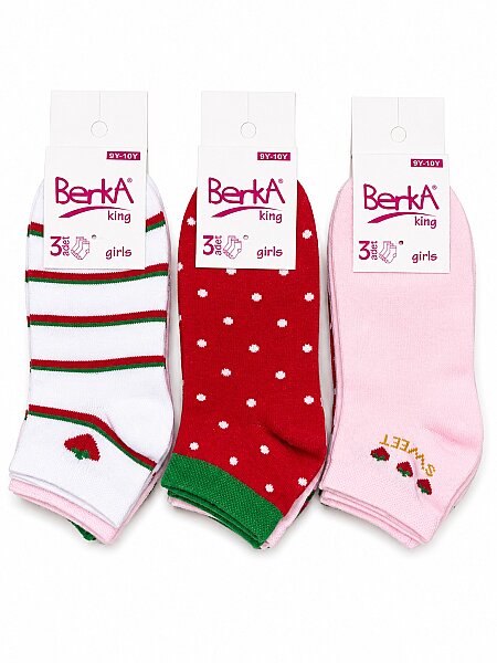 Berka Kız Çocuk 3'lü Patik 12'li Paket