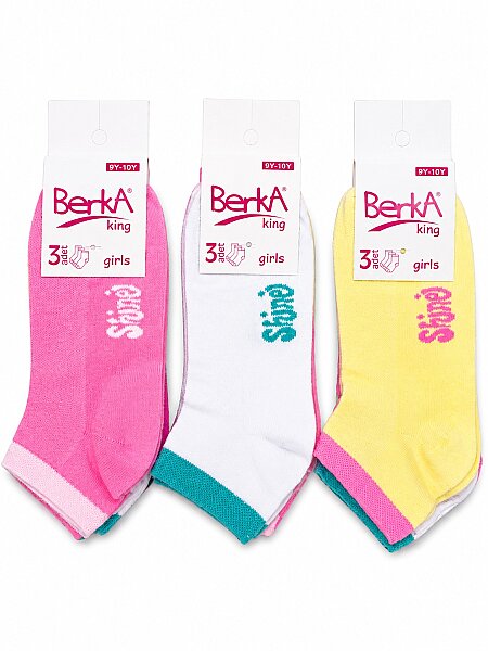 Berka Kız Çocuk 3'lü Patik 12'li Paket - 5