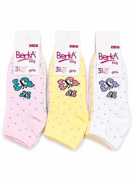 Berka Kız Çocuk 3'lü Patik 12'li Paket - 7