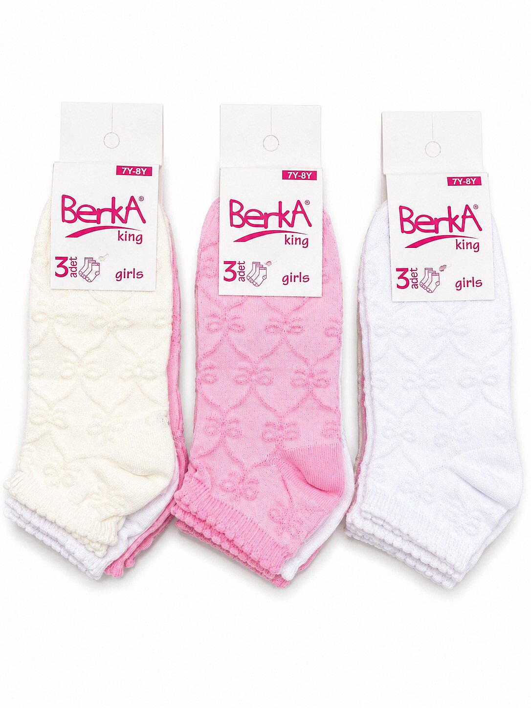 Berka Kız Çocuk 3'lü Patik 12'li Paket - 3