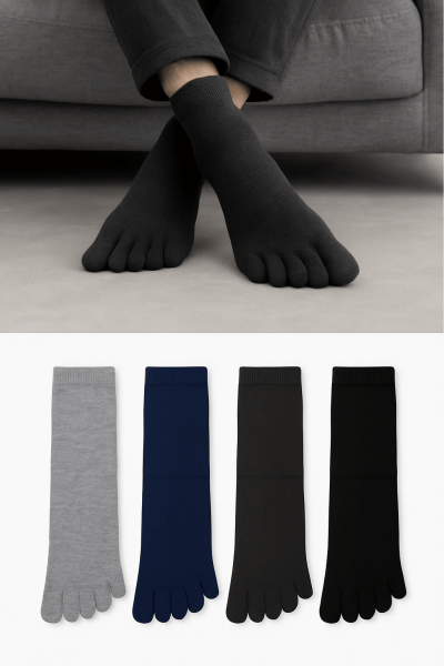 BnnSocks Erkek Mantar Önleyici Parmak Çorap Antrasit 