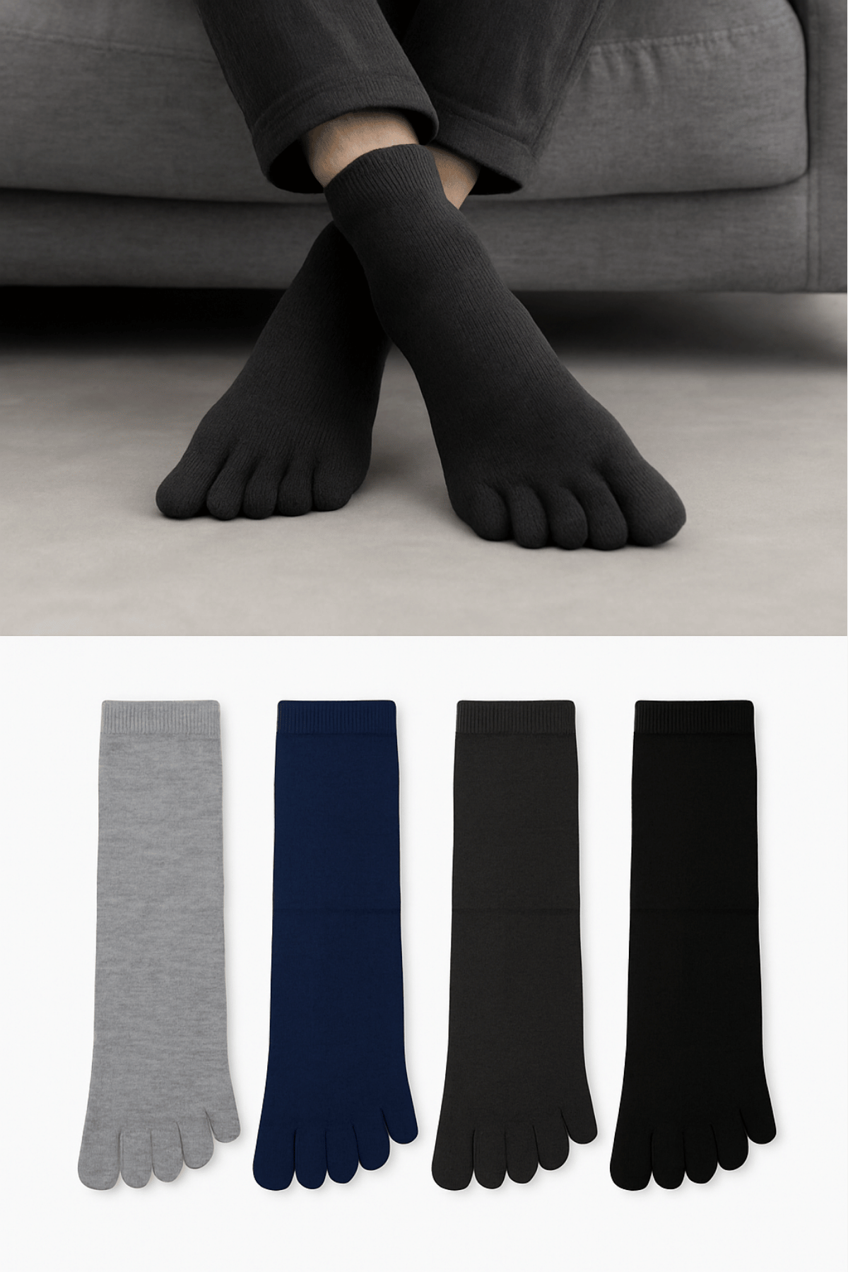 BnnSocks Erkek Mantar Önleyici Parmak Çorap Antrasit - 1