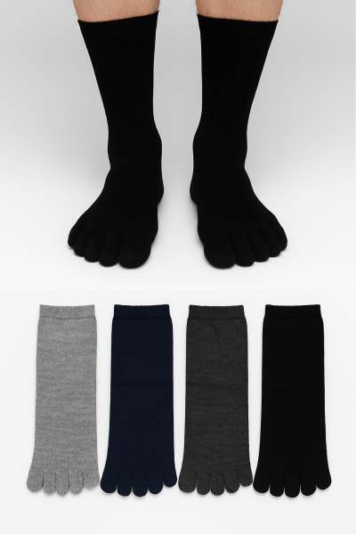 BnnSocks Erkek Mantar Önleyici Parmak Çorap Siyah 