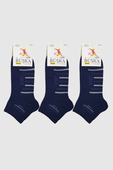 Büşra Erkek Desenli Patik 12'li Paket Lacivert - BÜŞRA