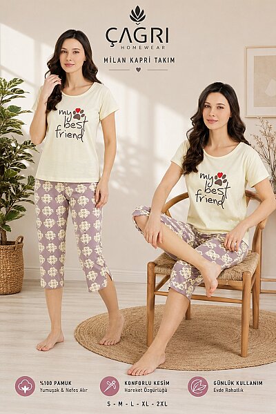 Çağrı Kadın Milan Kapri Pijama Takımı 4'lü