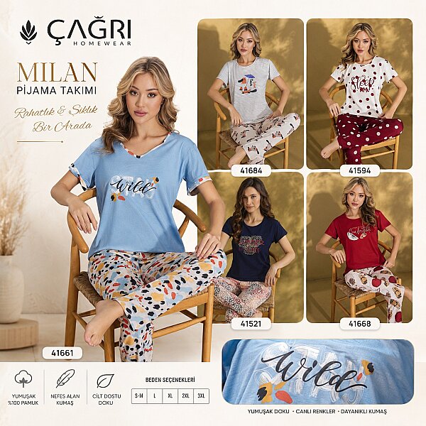 Çağrı Kadın Milan Pijama Takımı 4'lü
