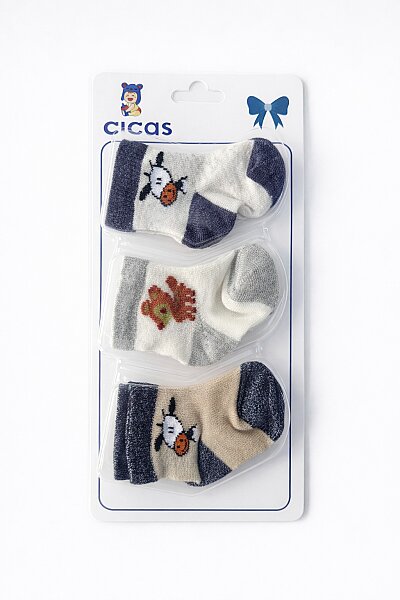 Cicas Erkek Bebe 3lü Kutulu Çorap 12li - CİCAS