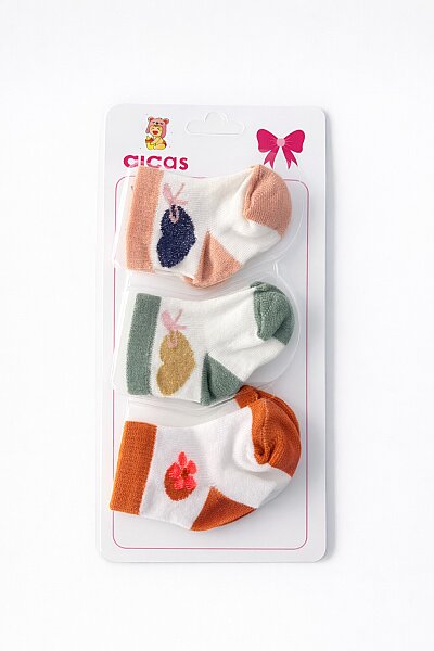 Cicas Kız Bebe 3lü Kutulu Çorap 12li - CİCAS