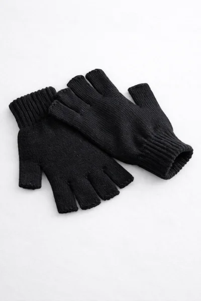 Dnz Katlamalı Kesik Eldiven 6'lı Paket Siyah - 1