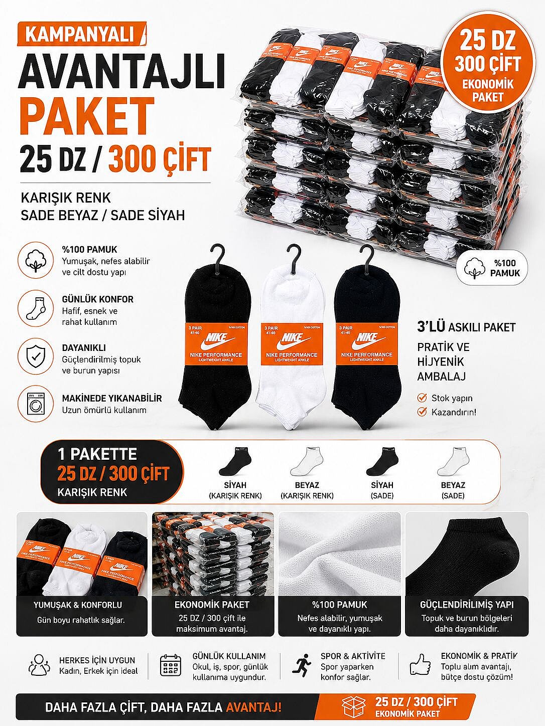 Ekonomik Erkek 3lü Patik 12'li - 4