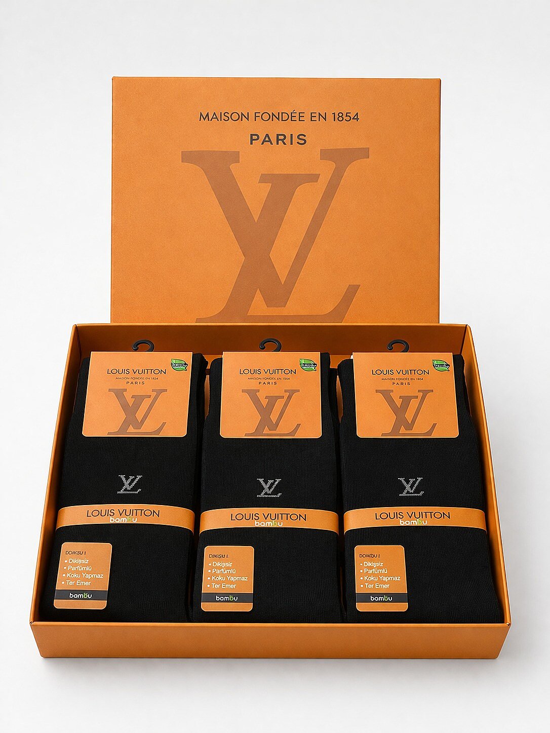 Erkek Kutulu Bambu Çorap 12'li Paket Karışık - 3