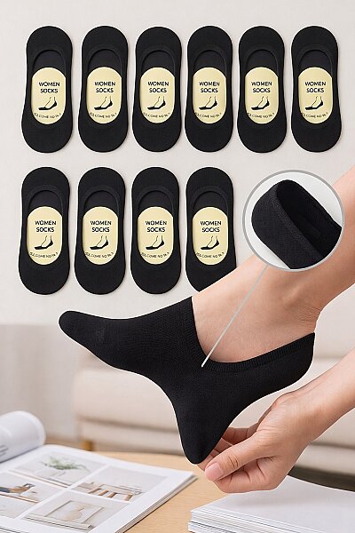 Gönültaş Kadın Bambu Babet 12'li Siyah - GÖNÜLTAŞ SOCKS