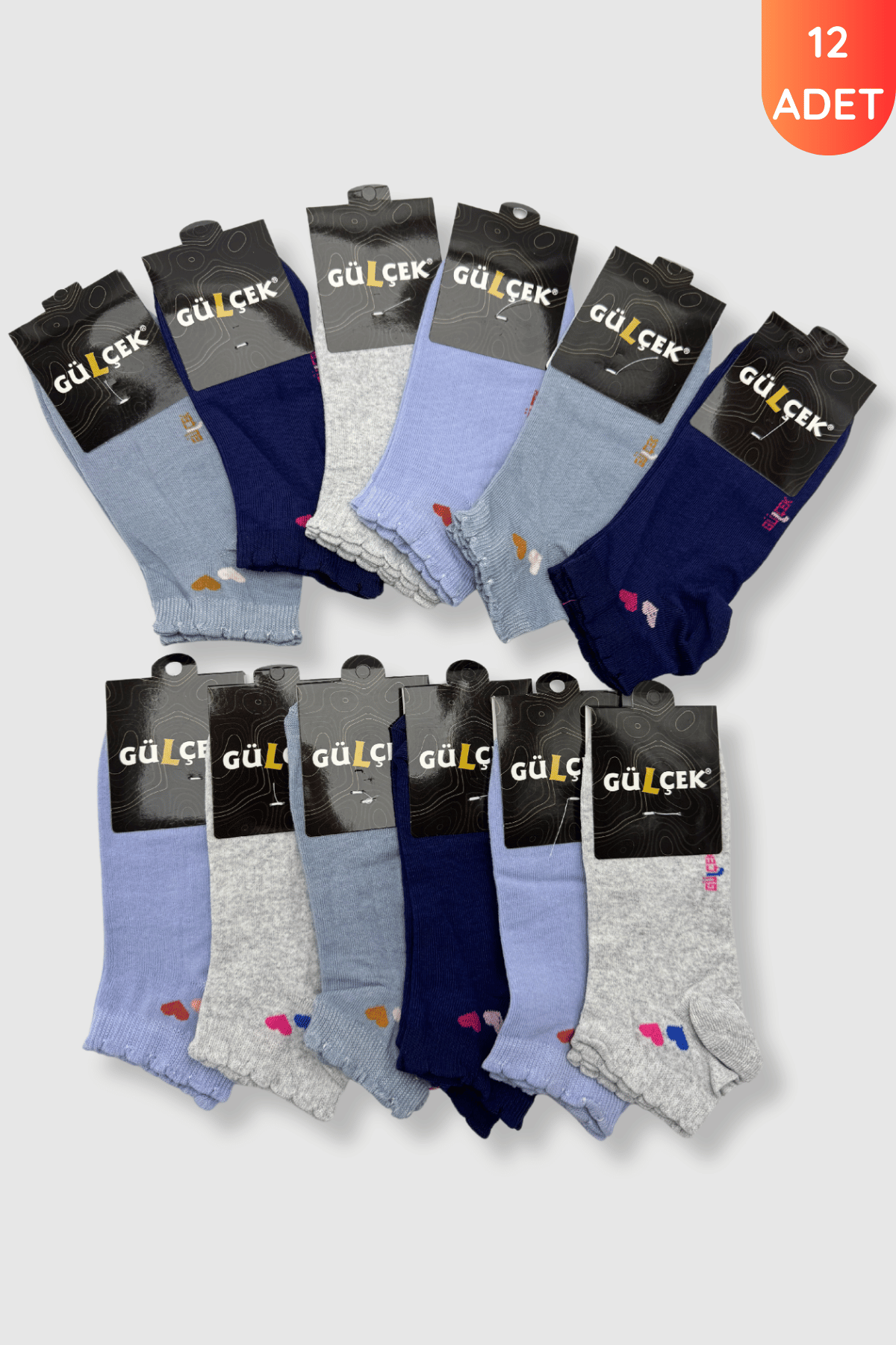 Gülçek Kadın Desenli Patik 12li Paket 10